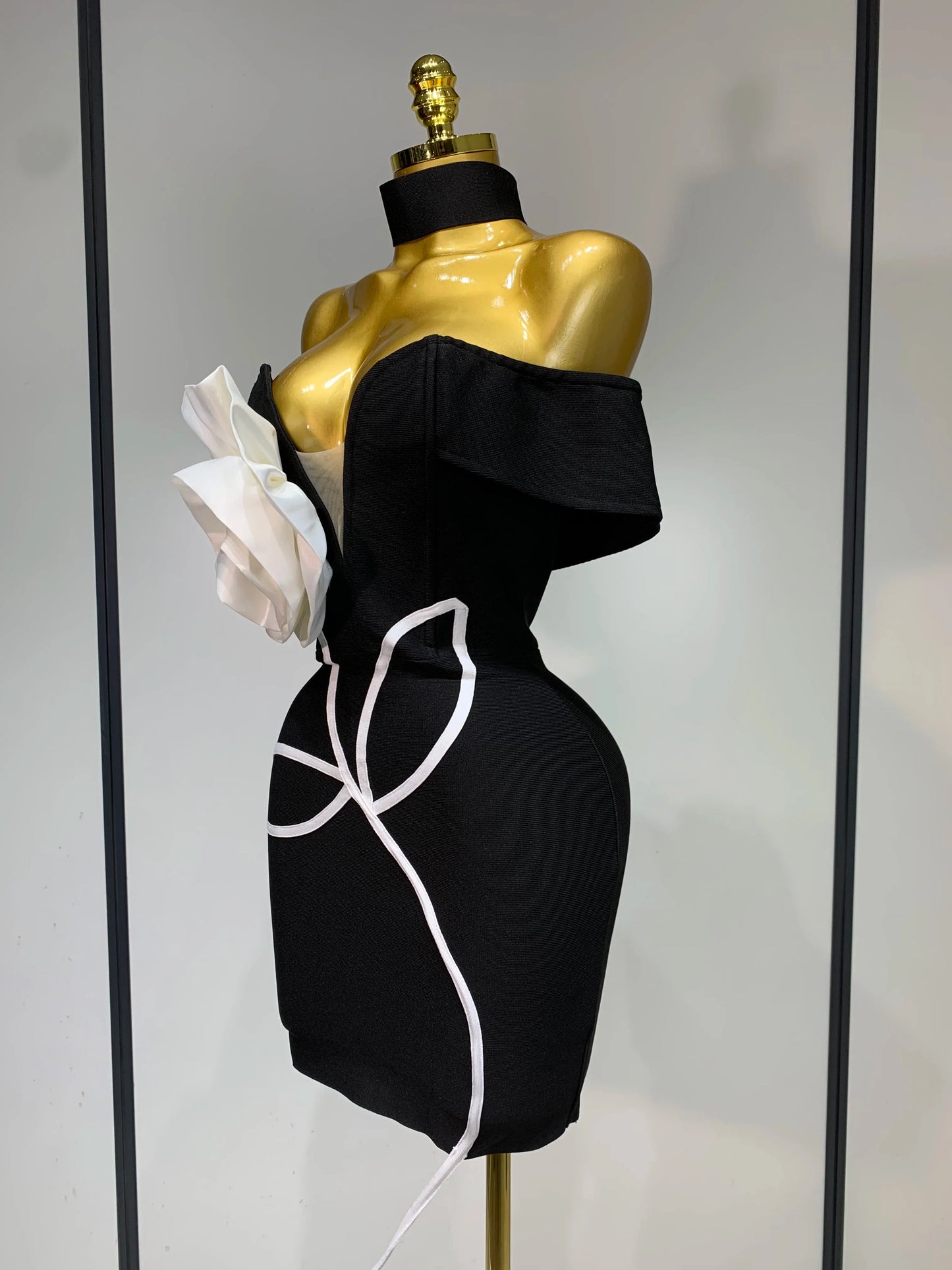 Luxe Black Bodycon Mini Dress