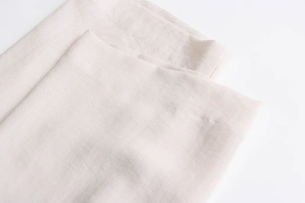 Linen Button-Up Shirt & Wide-Leg Trousers Set