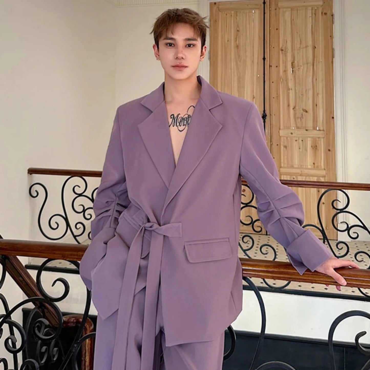 Men's Wrap Blazer & Trousers Baggy Suit Set