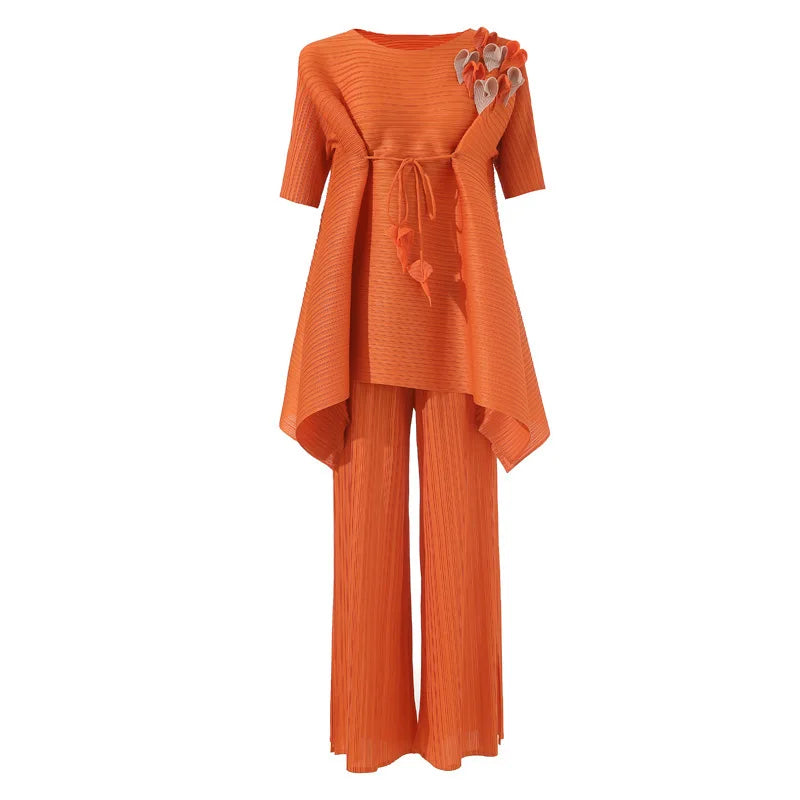 Comfort Pleated Sculptural Pull-On Pant & Top Set