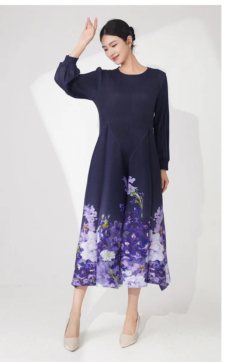Elegant Pleated Dress - Premium Floral Design