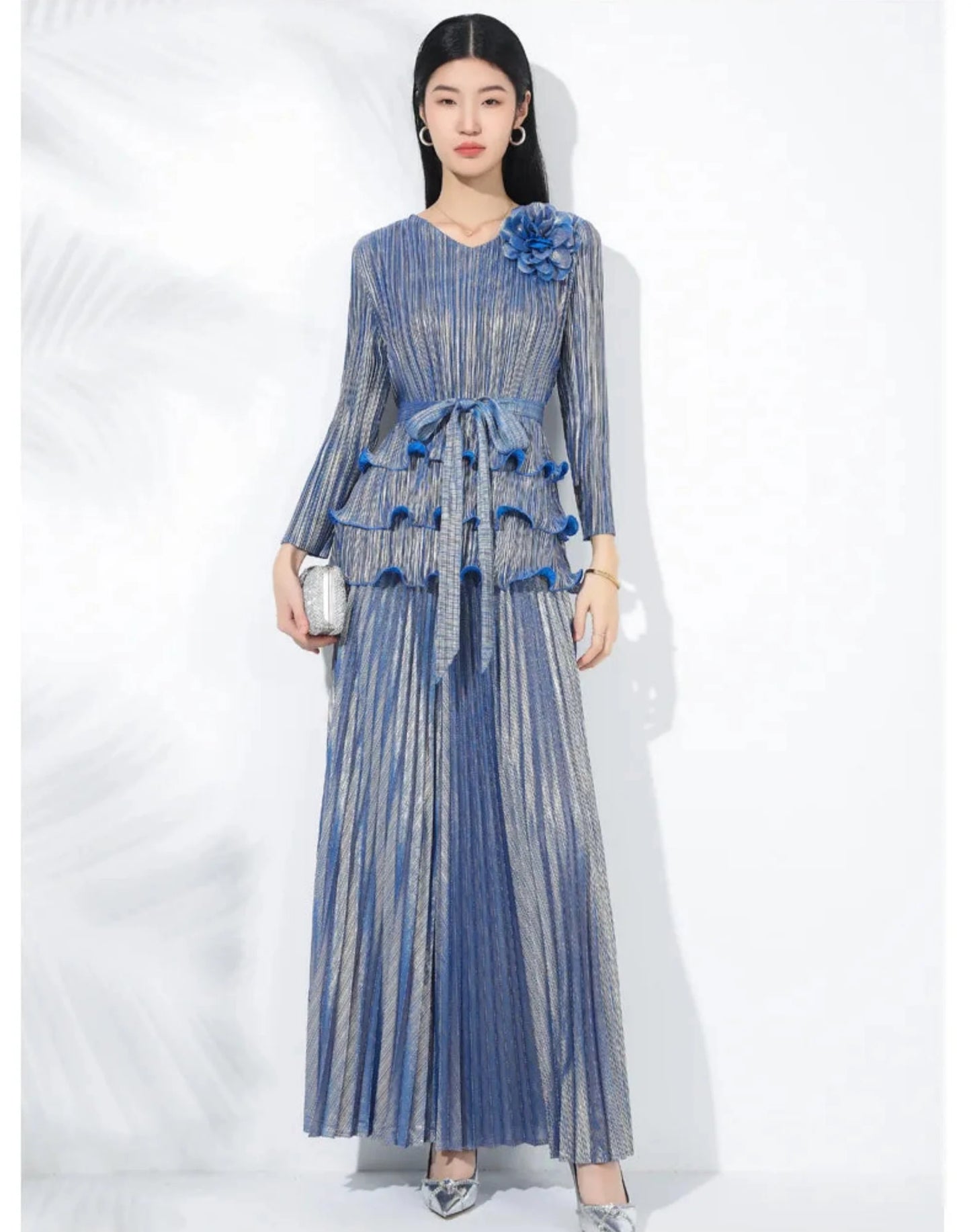 Couture Ruffle Japanese Pleated 2-Piece Set