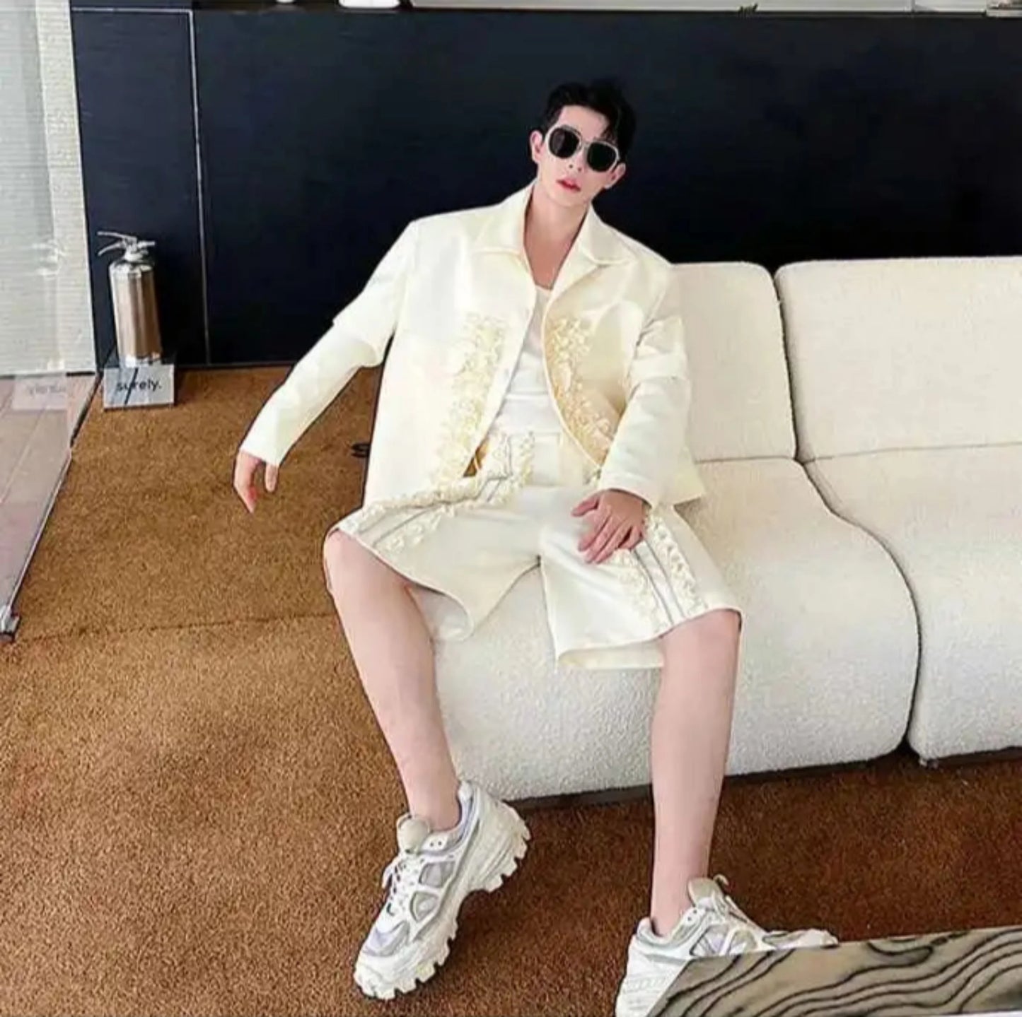 Men's Luxury Embroidered Shorts Set