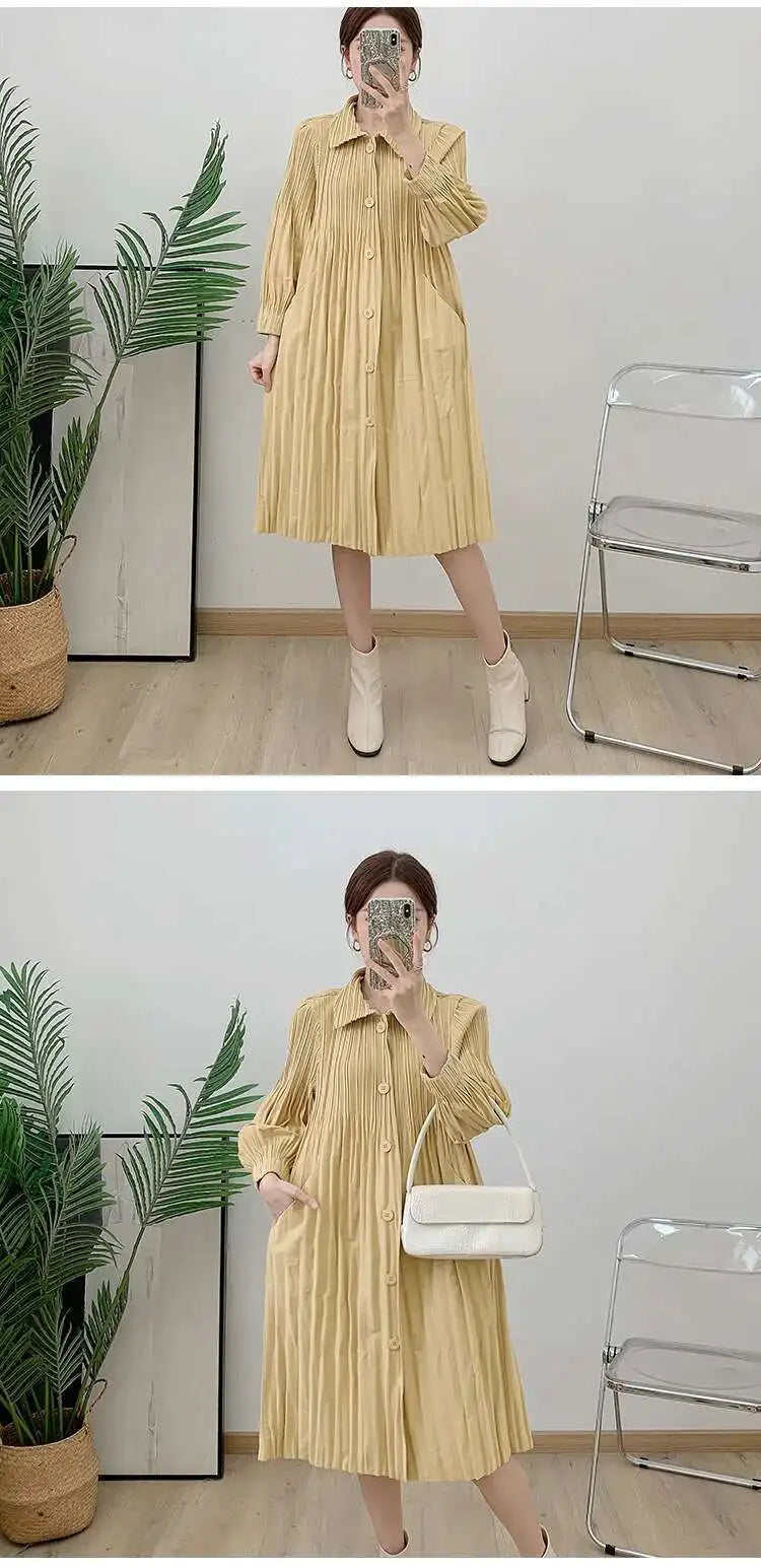 Daily Japanese Pleated Coat