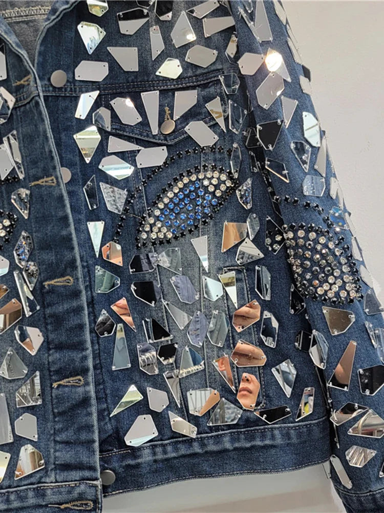 Women's Denim Geometric Mirrors Jacket