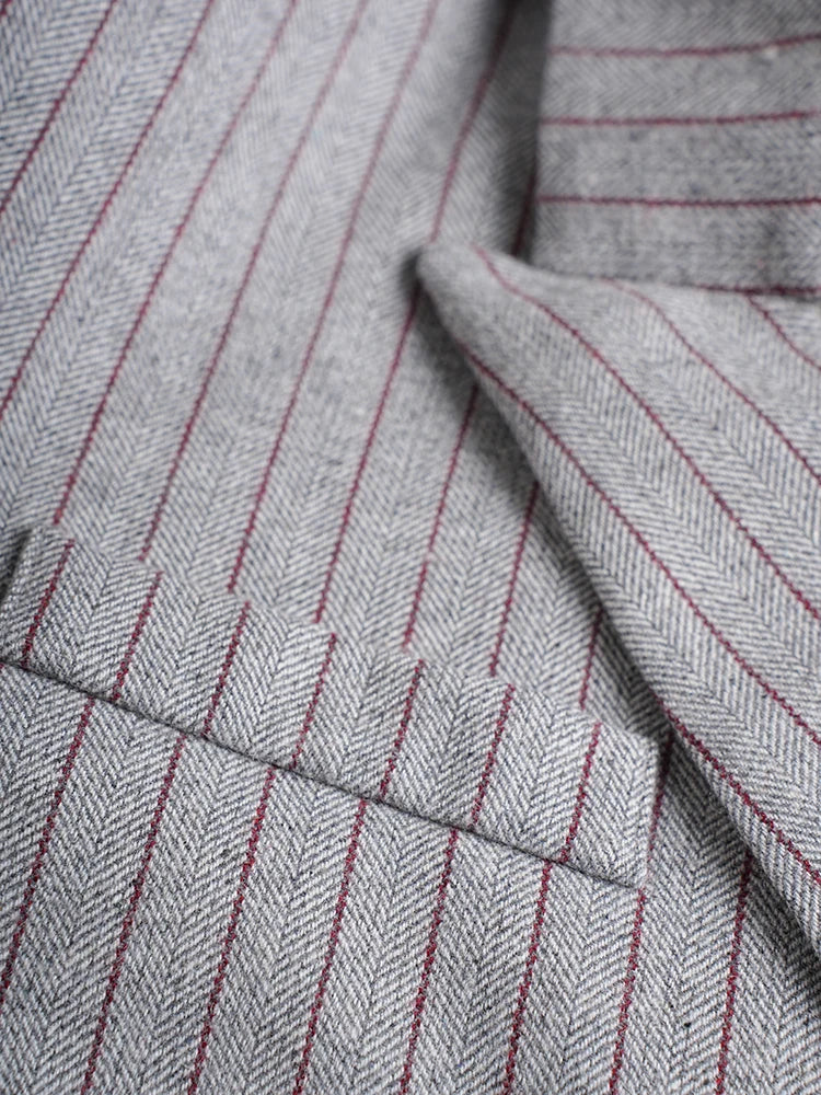 Asymmetric Pinstripe Blazer - Gray Tailored Fit