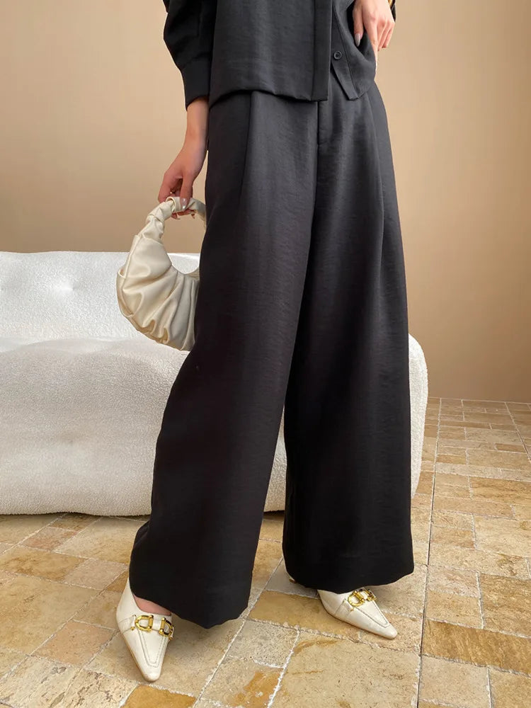 Linen Button-Up Shirt & Wide-Leg Trousers Set
