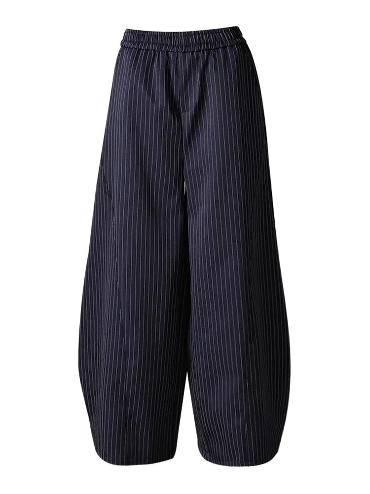 Women's Pinstripe Suit Set - Comfortable Elastic Waistband