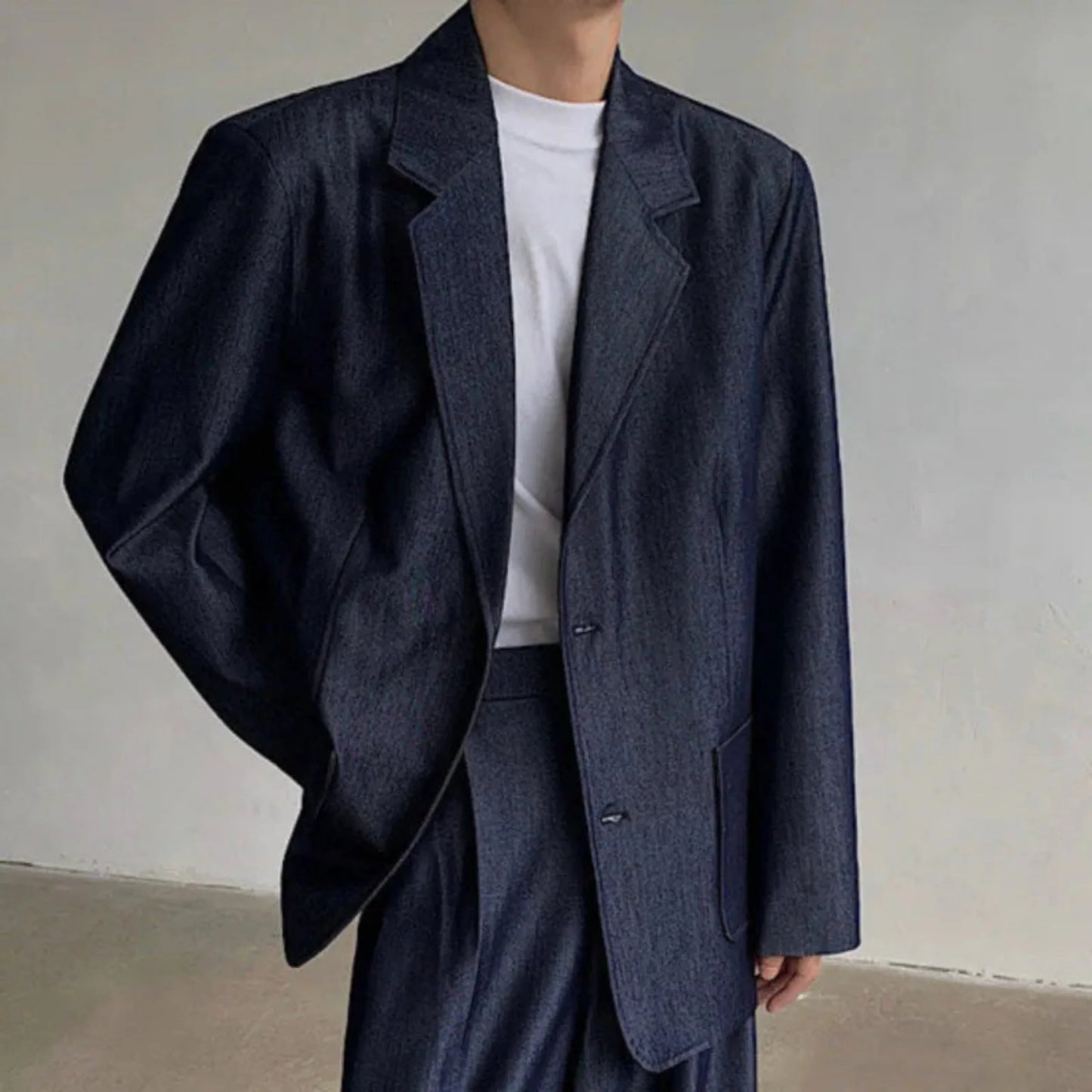 Men's Luxury Dark Denim Oversized Suit Set