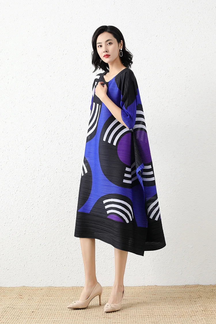 Luxury Geometric Pleated Dress