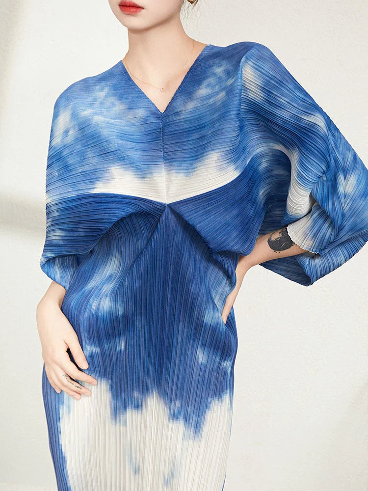 Women's Cloudscape Pleated Midi Dress