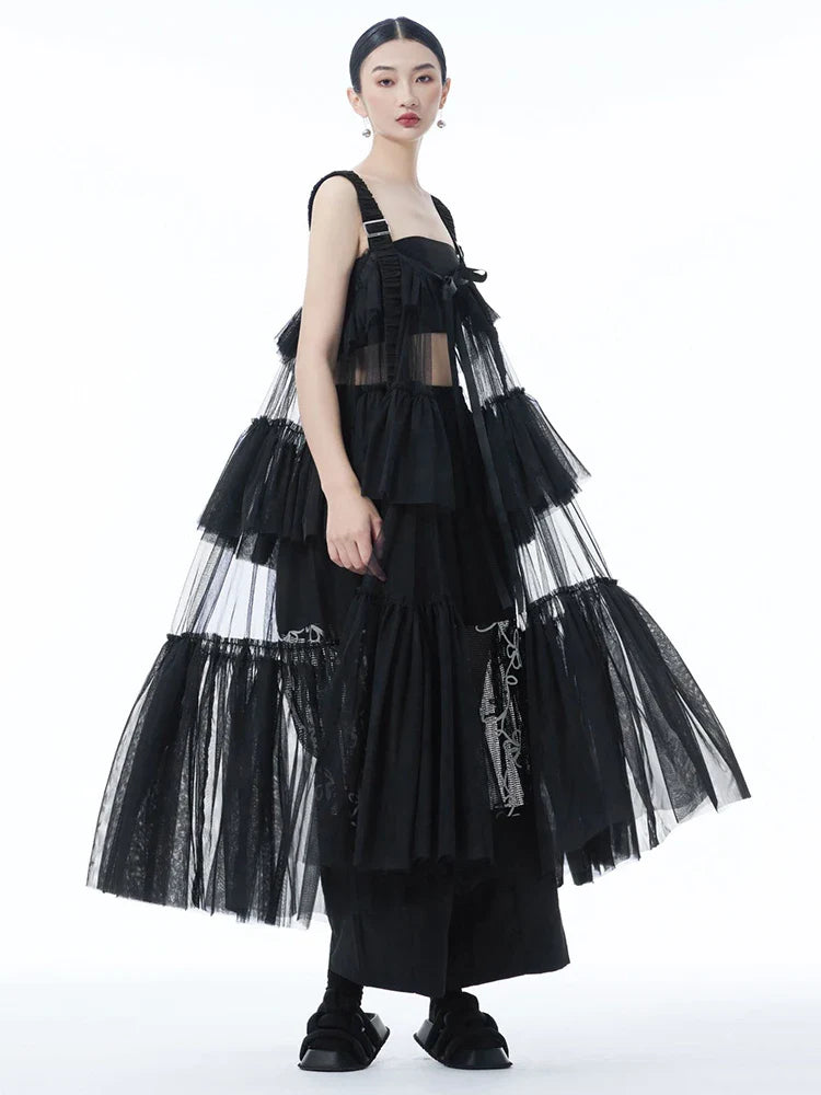 Ruffle Tiered Tulle Suspender Dress