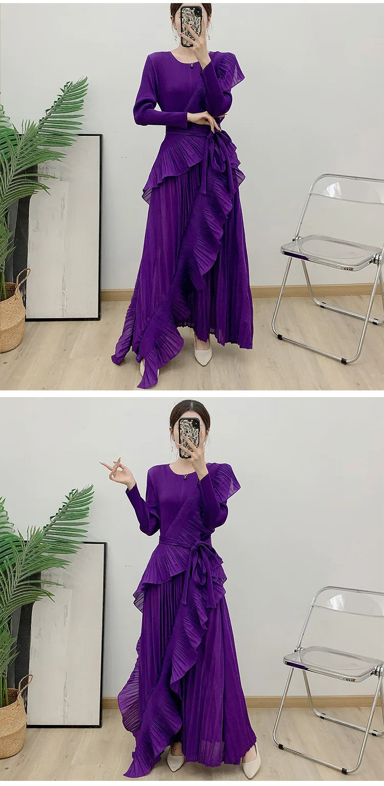 Luxe Romantic Truly Pleated Ruffled Maxi Dress