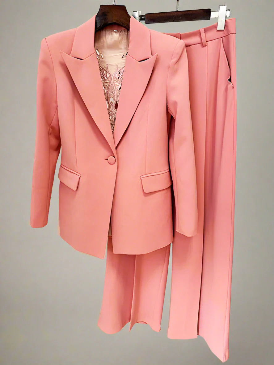 Women's Embroidered Wide-Leg Pant Suit