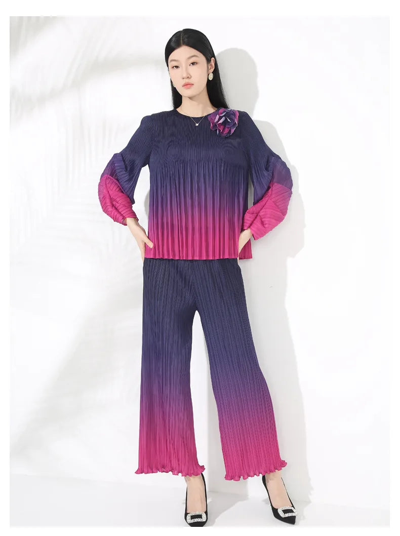 Luxe Japanese Pleated Two-Piece Set