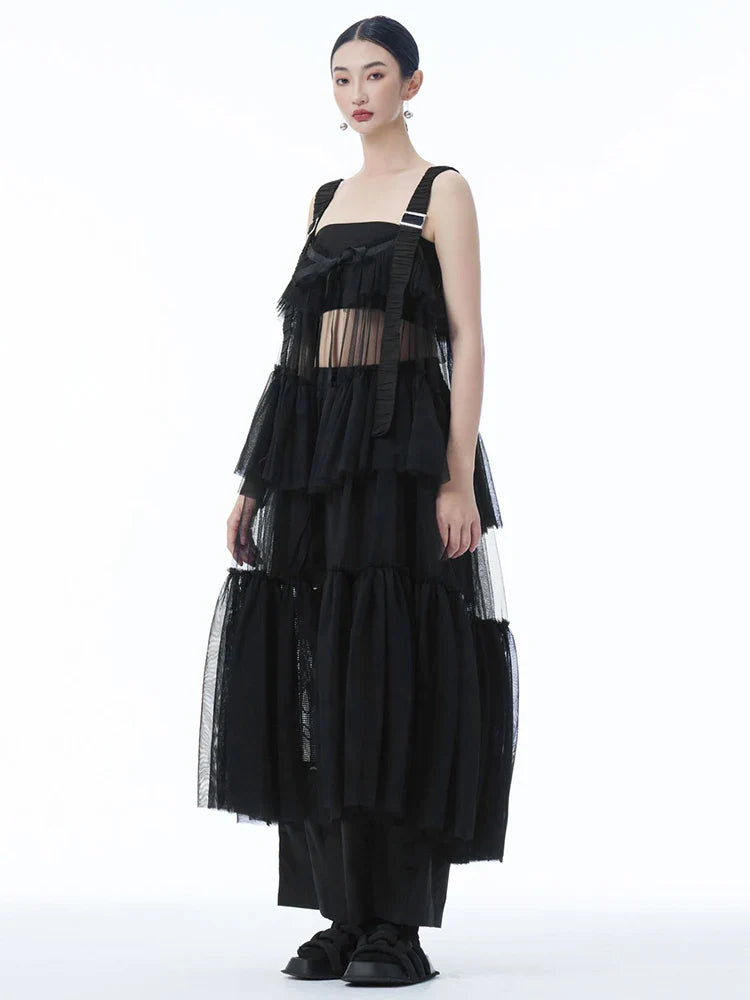 Ruffle Tiered Tulle Suspender Dress