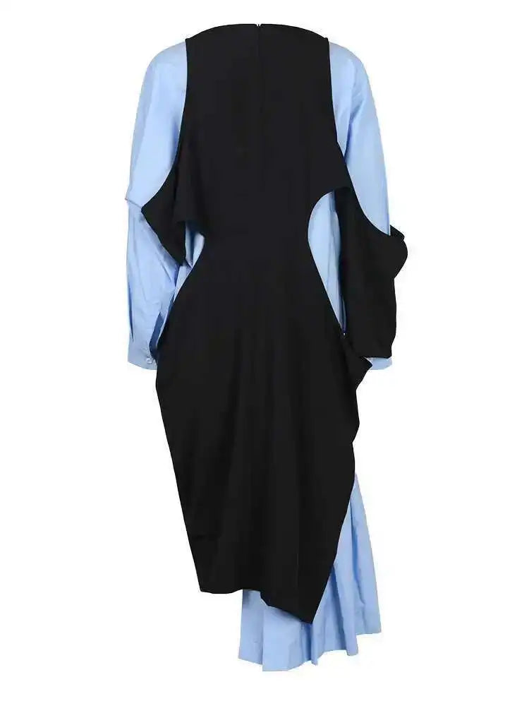 Luxury Cutout Blouse Midi Dress