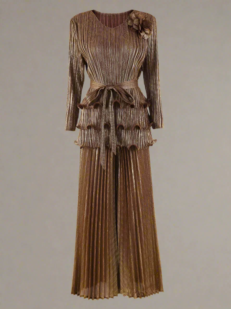 Couture Ruffle Japanese Pleated 2-Piece Set