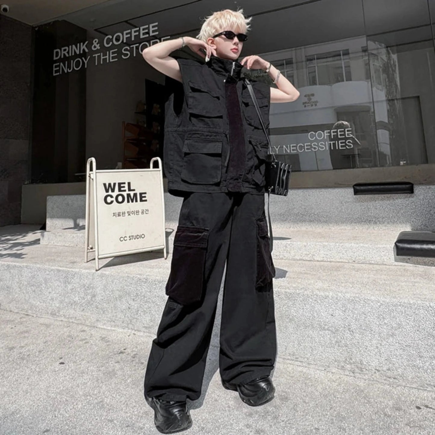 Men's Streetwear Cargo Vest & Pants