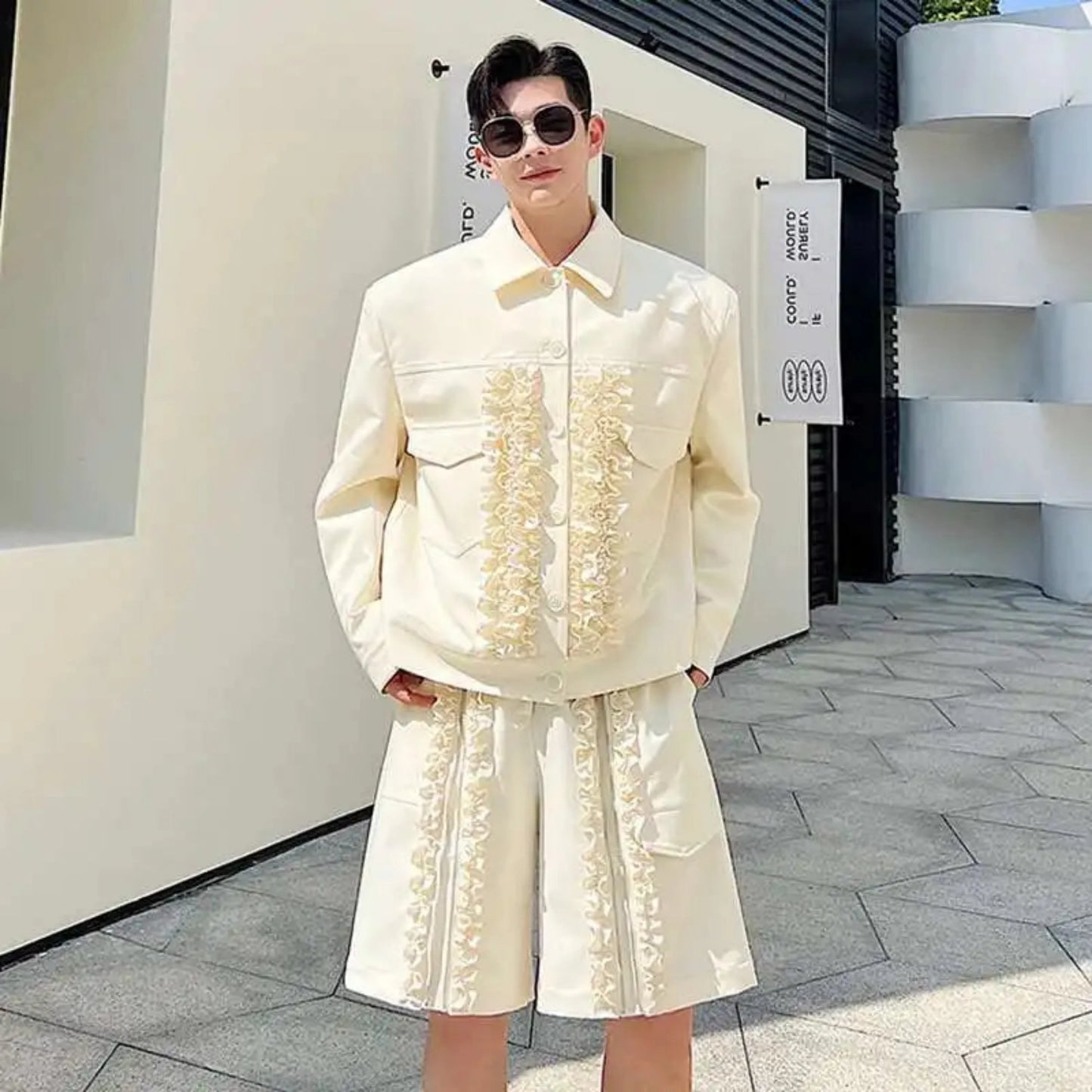 Men's Luxury Embroidered Shorts Set