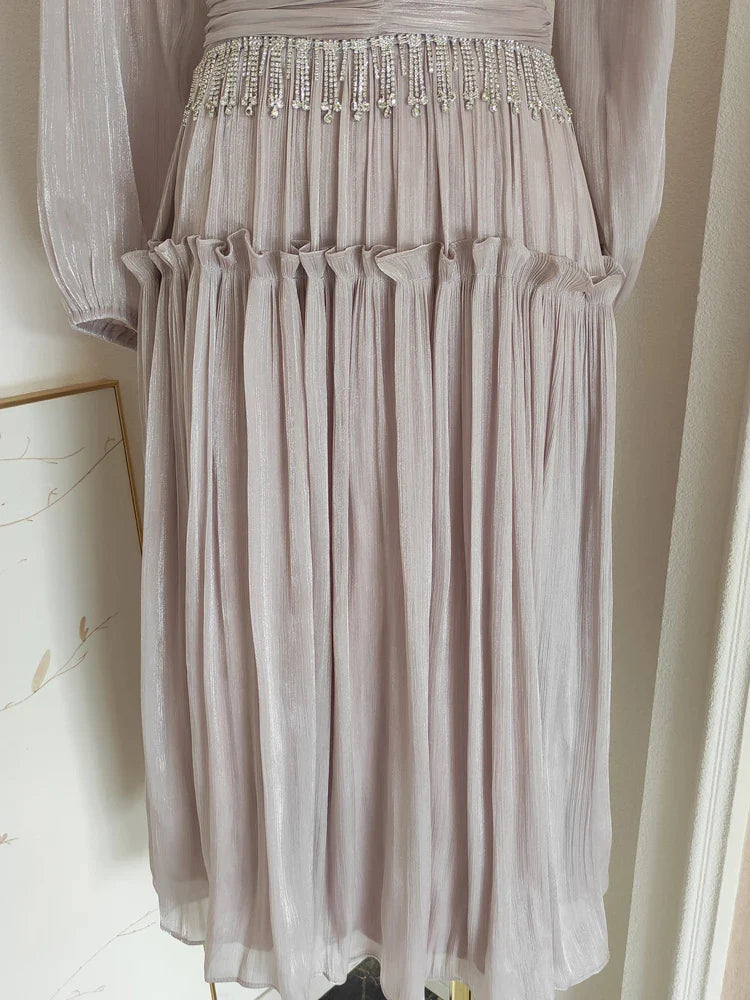 Beaded Midi High Waisted Dress