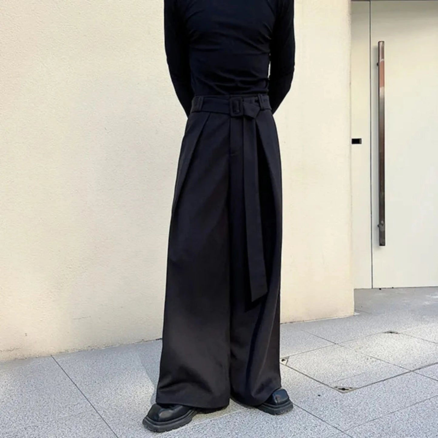Men's Wide-Leg Wool Blend Pants