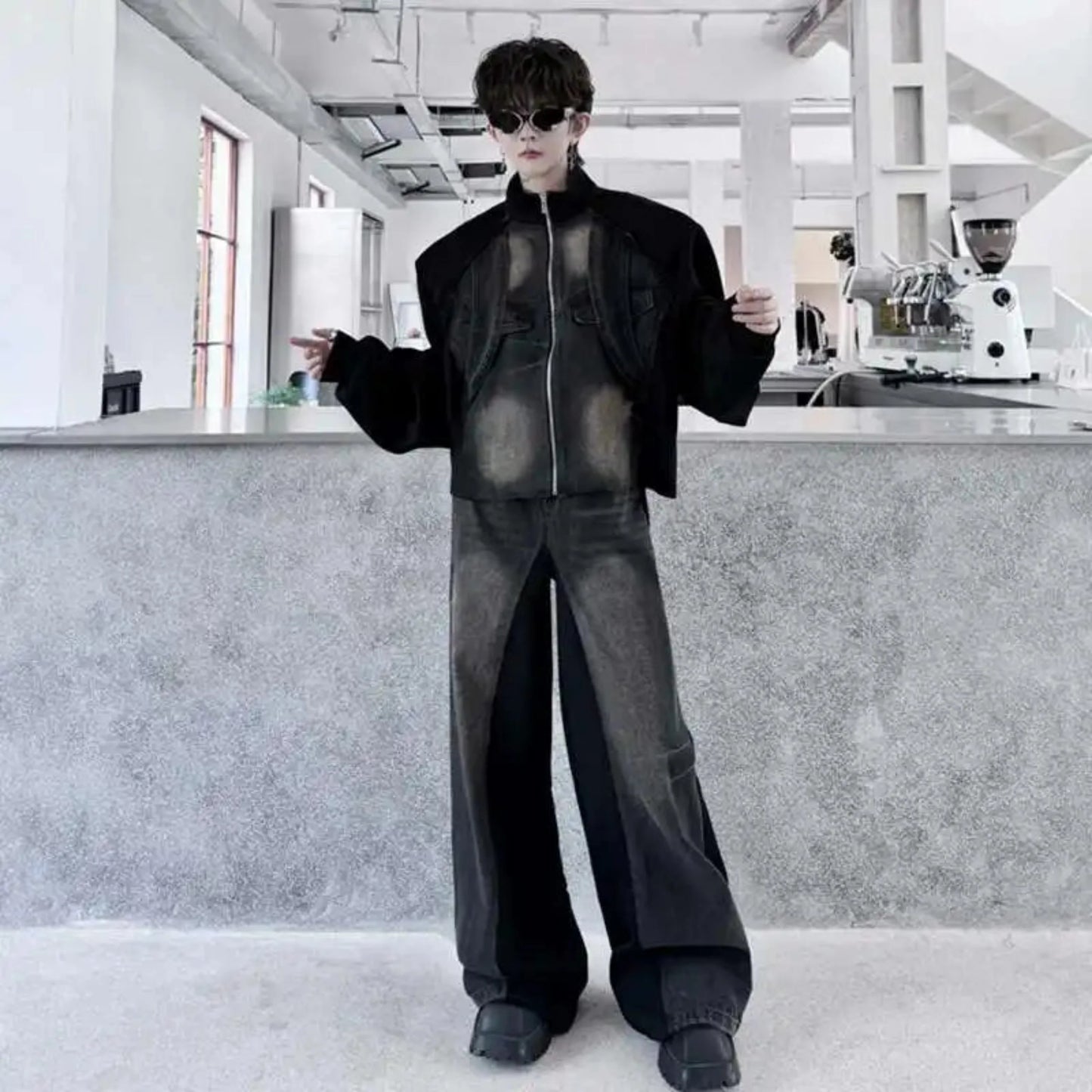 Men's Denim Two-Tone Oversized Set