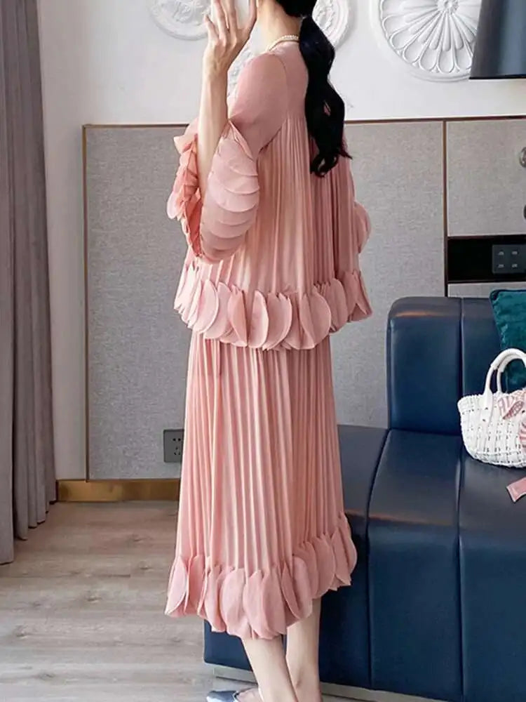 Flowy Pleated Pull-On Skirt Set