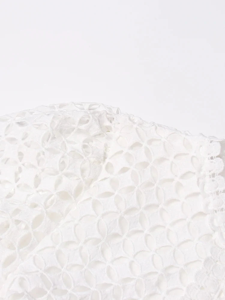 Luxury Lace Midi Dress - Long Balloon Sleeve