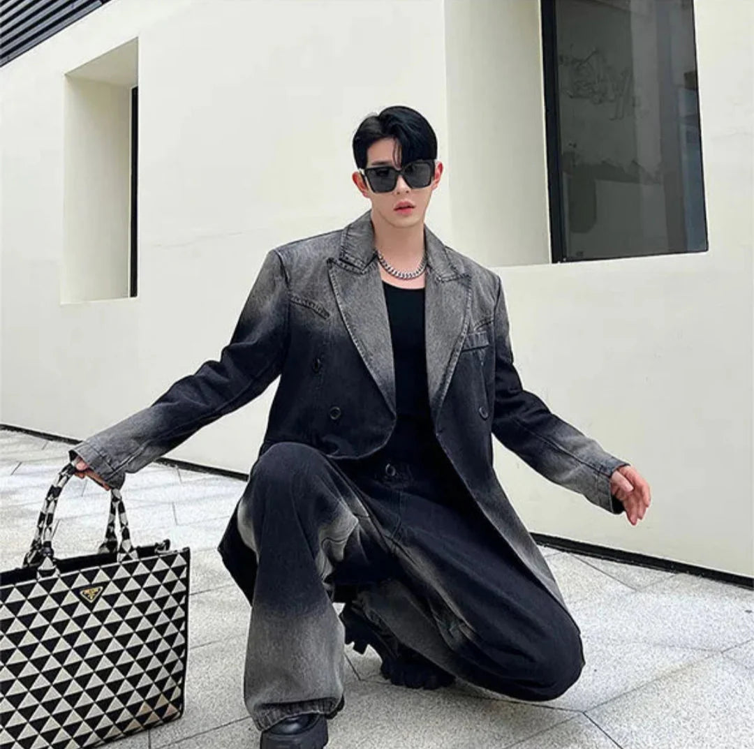 Men's Two-Tone Denim 2-Piece Set