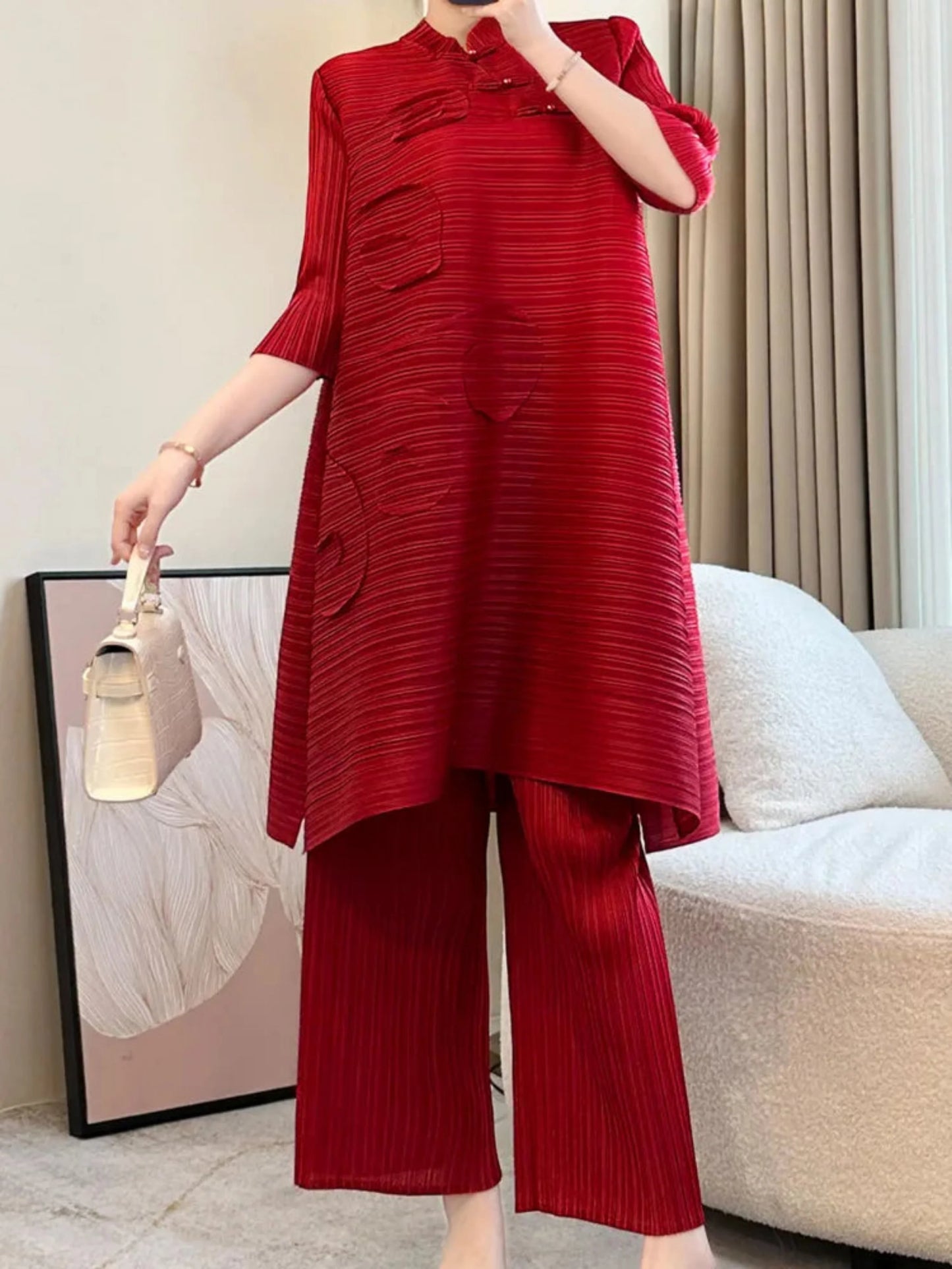 Luxury Japanese Pleated Matching Set