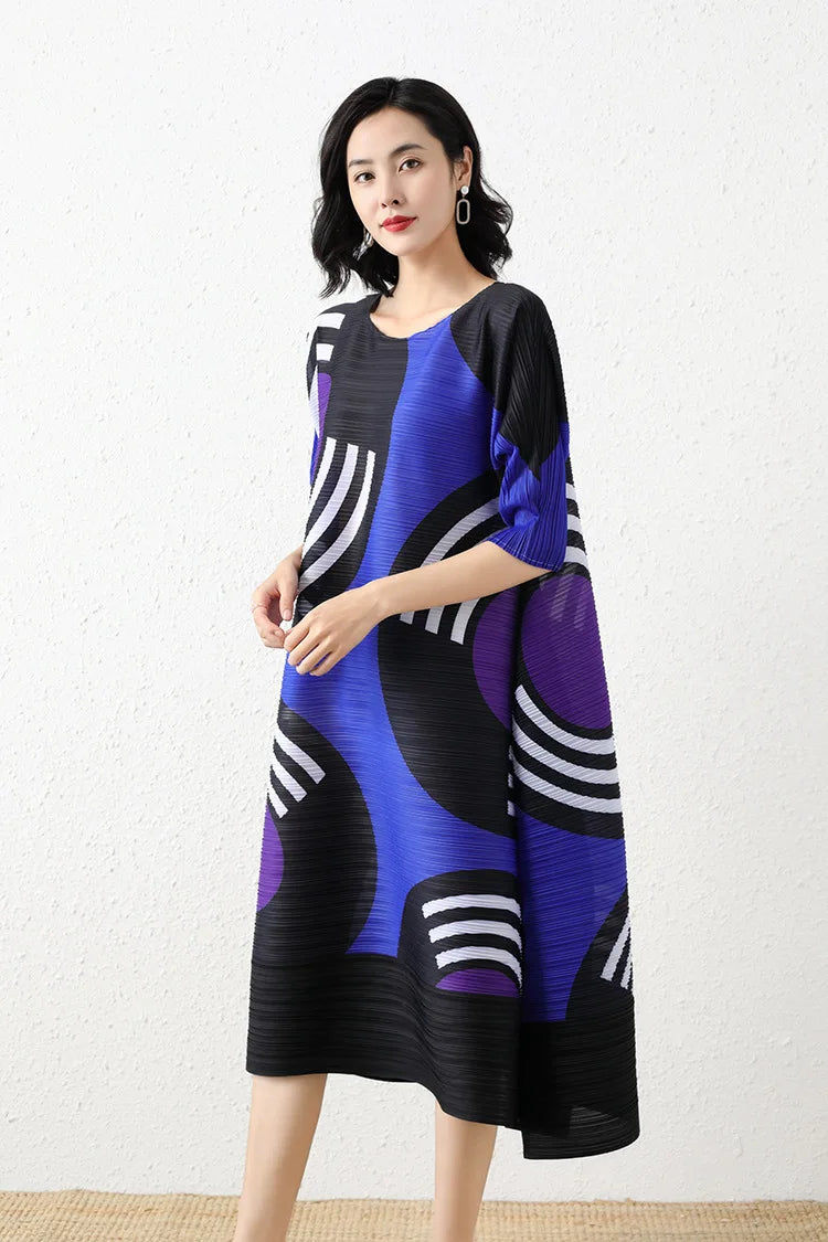 Luxury Geometric Pleated Dress