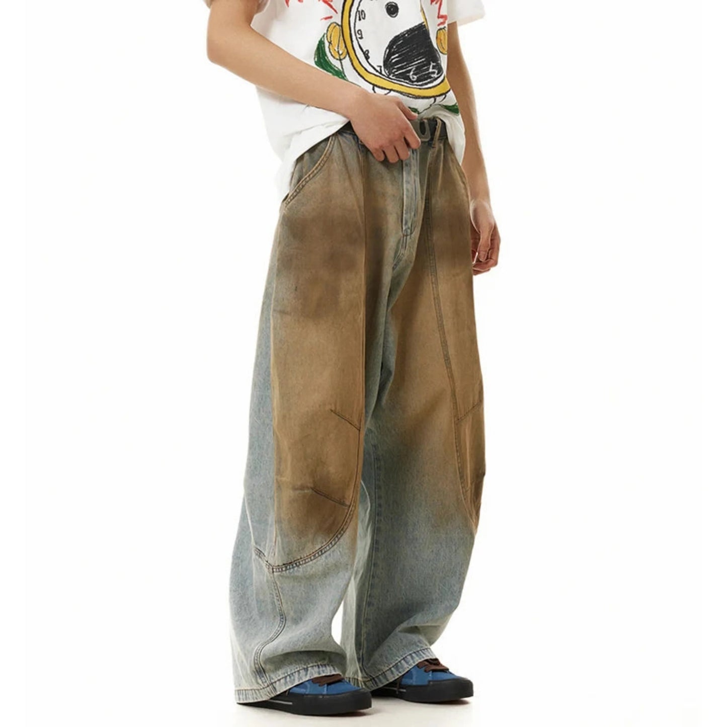 Men's Baggy Fit Stained Jeans