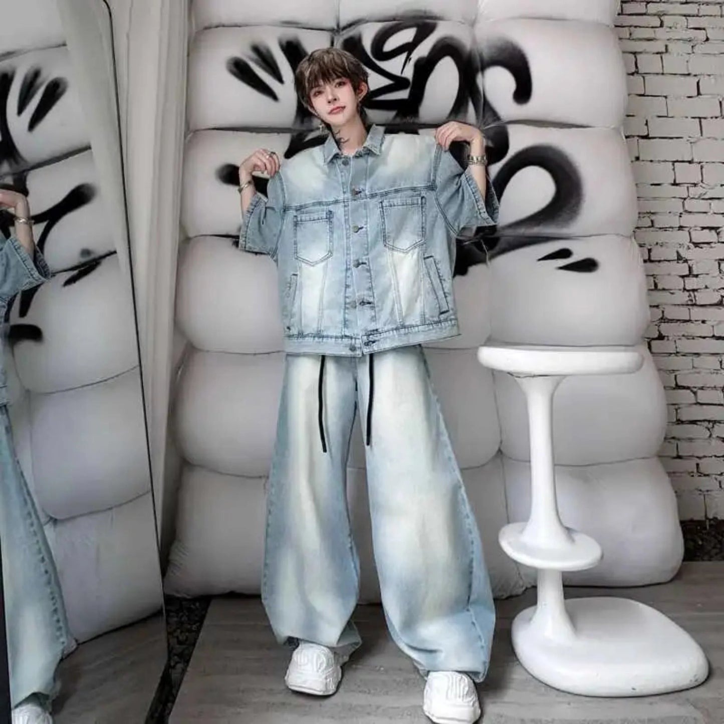 Men's Acid Wash Denim Set