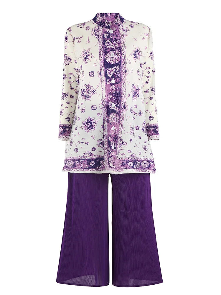 Tailored Fit Pleated Palazzo Pant Set