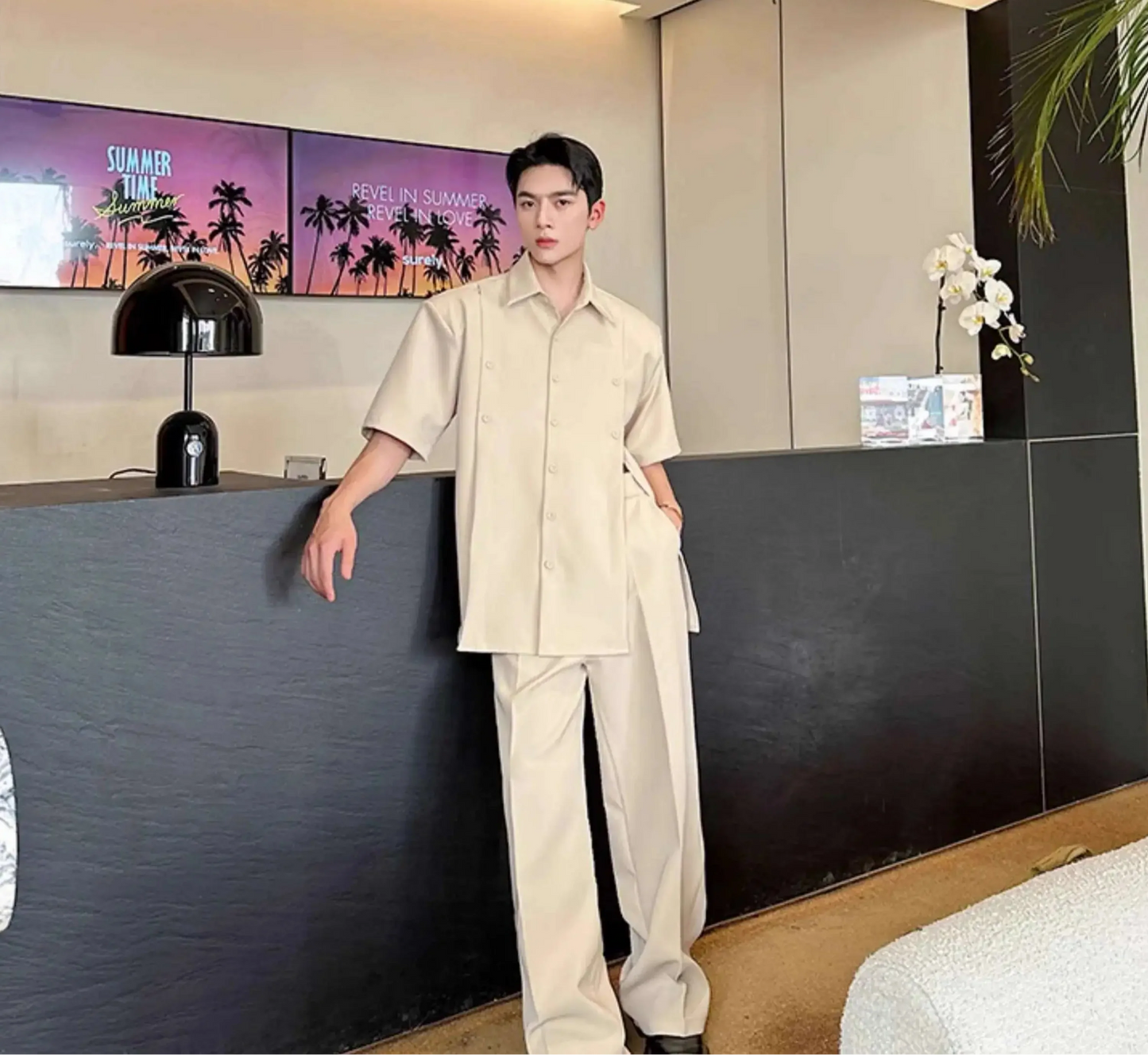 Men's Avant-Garde Short Sleeve Suit Set