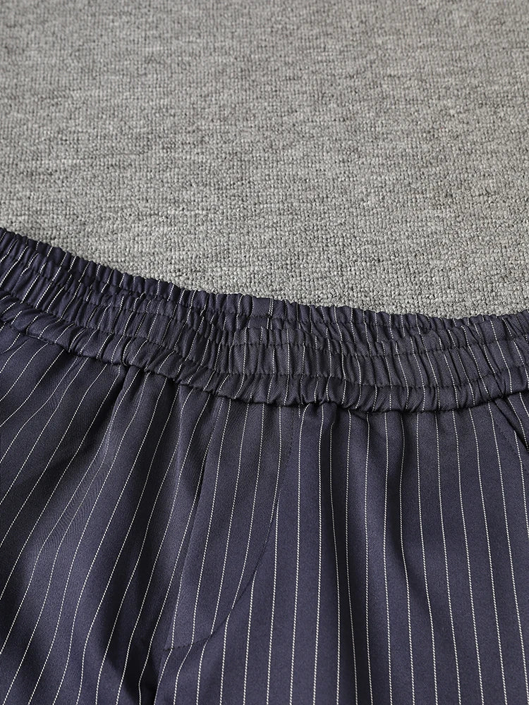 Women's Pinstripe Suit Set - Comfortable Elastic Waistband
