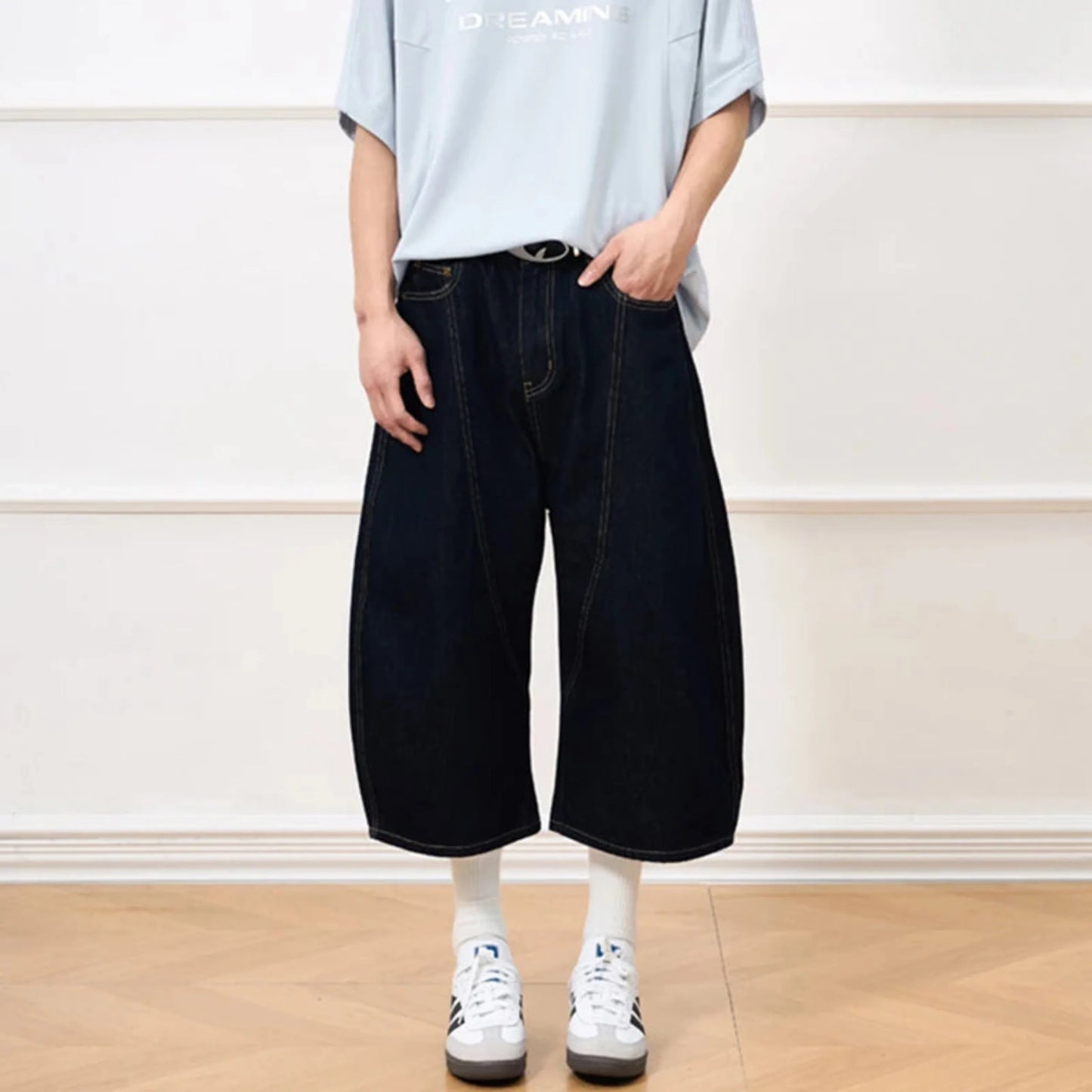 Men's Japanese Wide-Leg Shorts - Premium Denim