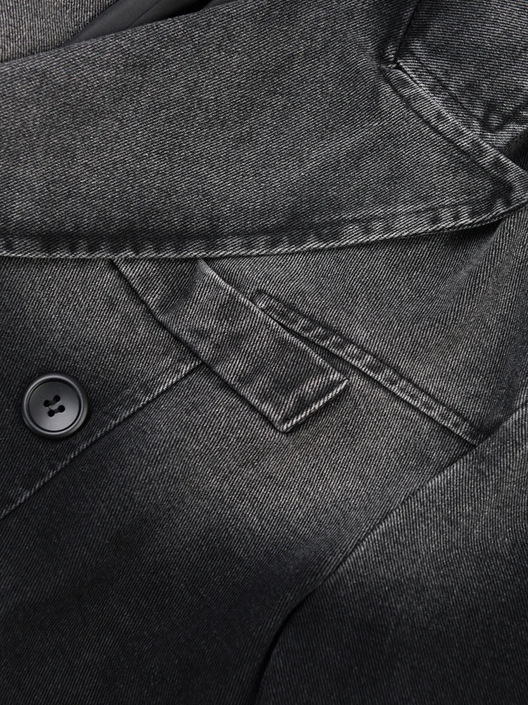 Women's Oversized Gray Denim Jacket & Jeans 2-Piece Set