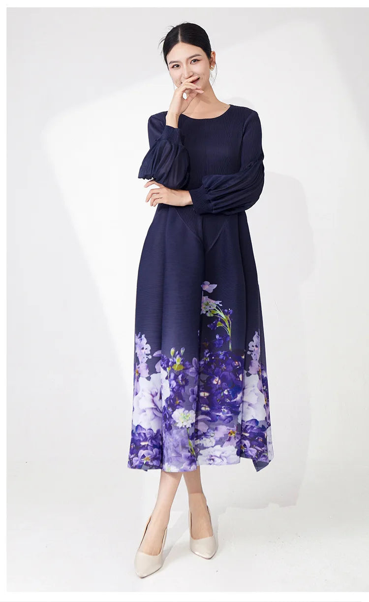 Elegant Pleated Dress - Premium Floral Design