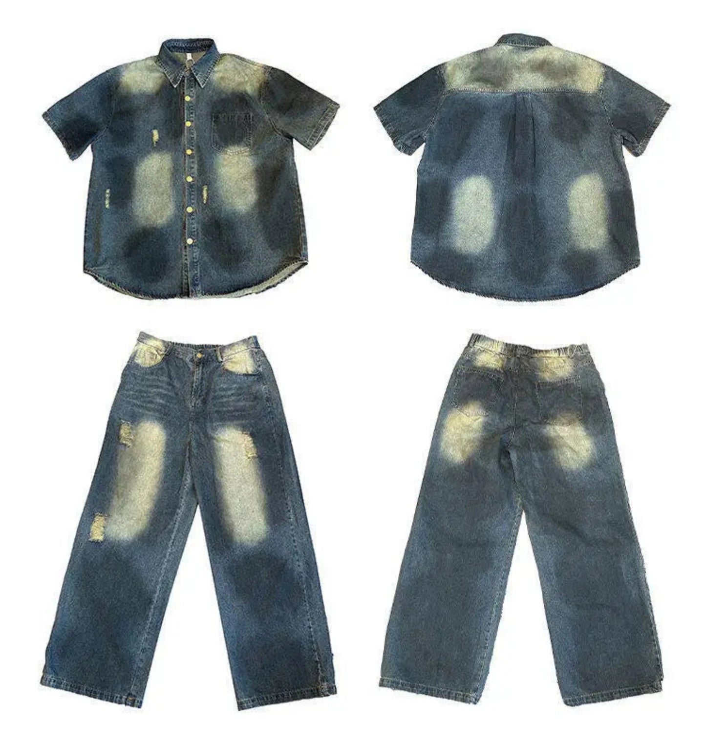 Men's Bleached Oversized Denim Set