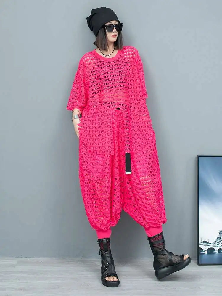 Elegant Mesh Harem Pants & Top Set