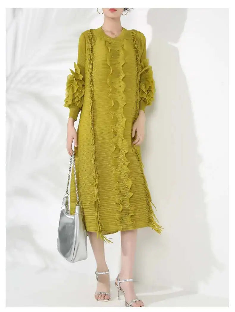 Textured Modern Pleated Dress