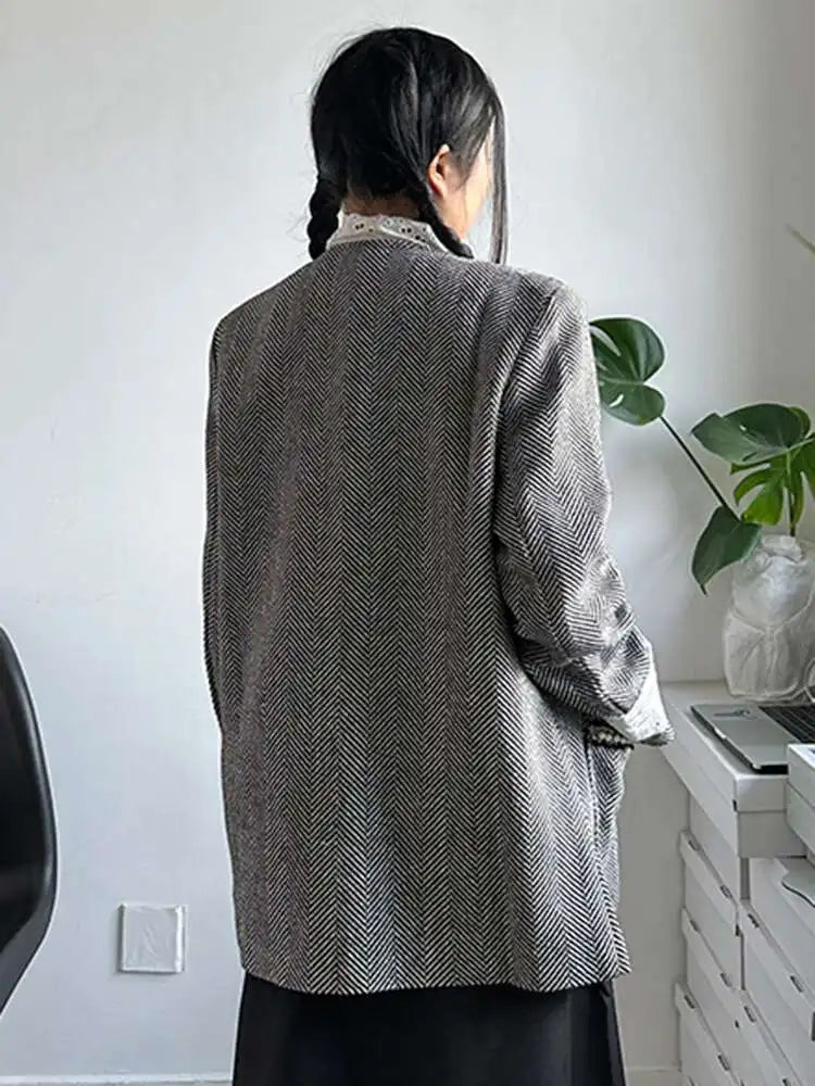 Lace Herringbone Oversized Blazer