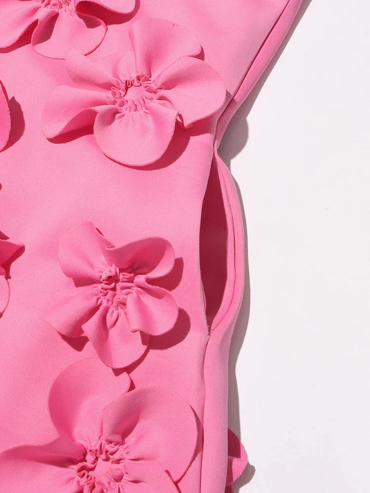 Luxe 3D Floral Midi Sleeveless Dress