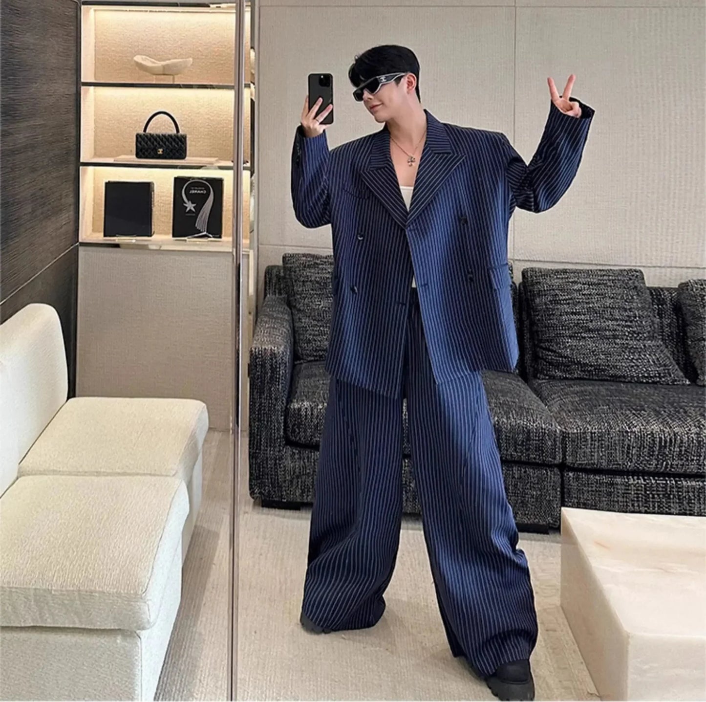 Men's Pinstripe Relaxed Fit Suit