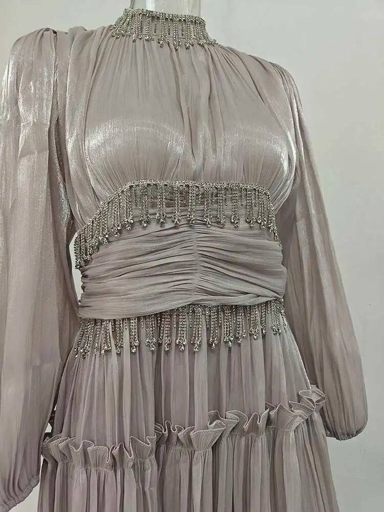 Beaded Midi High Waisted Dress