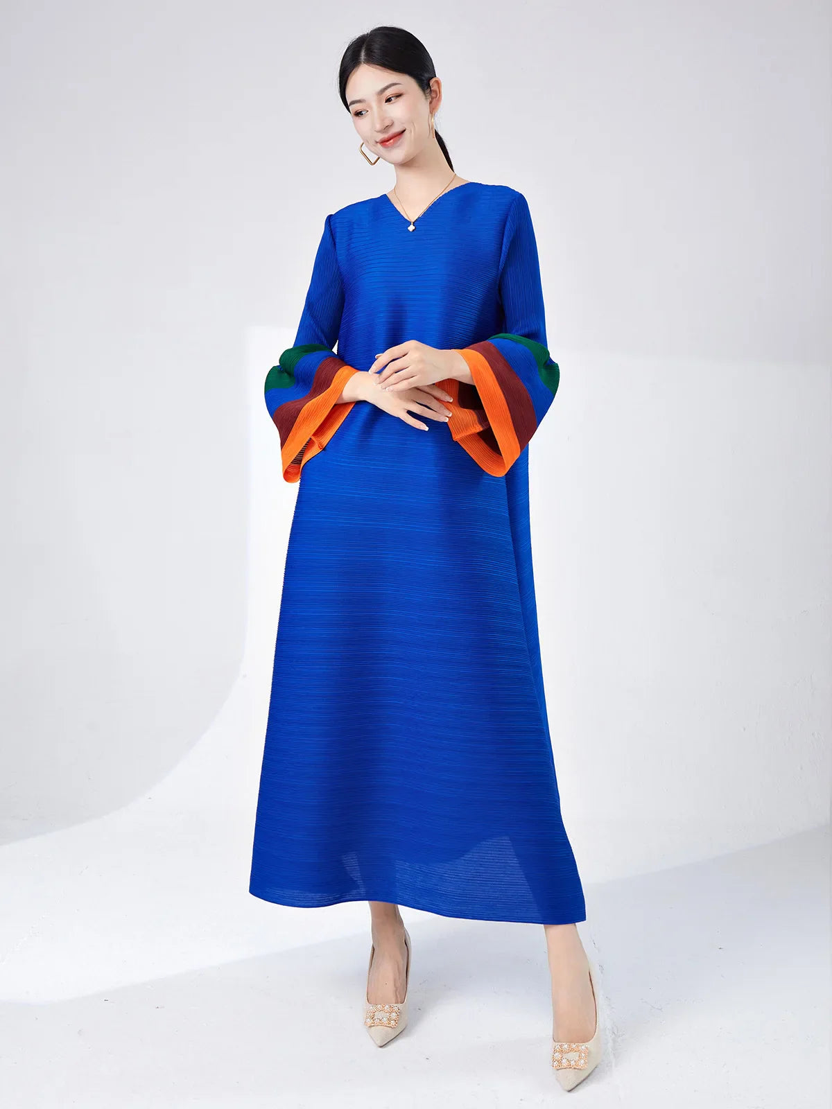 Women's Designer Pleated Midi Dress