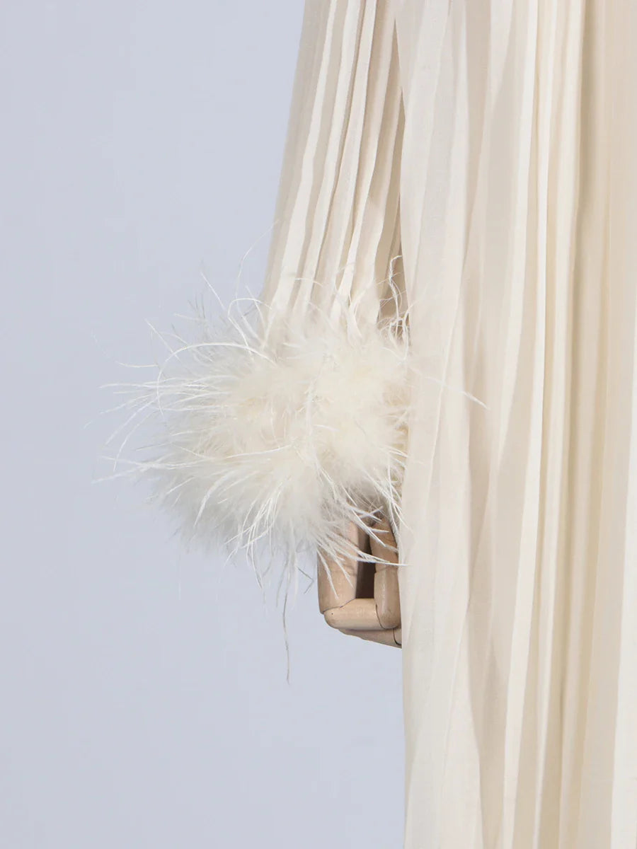 Cocktail Pleated Midi Dress - Crystals & Feathers