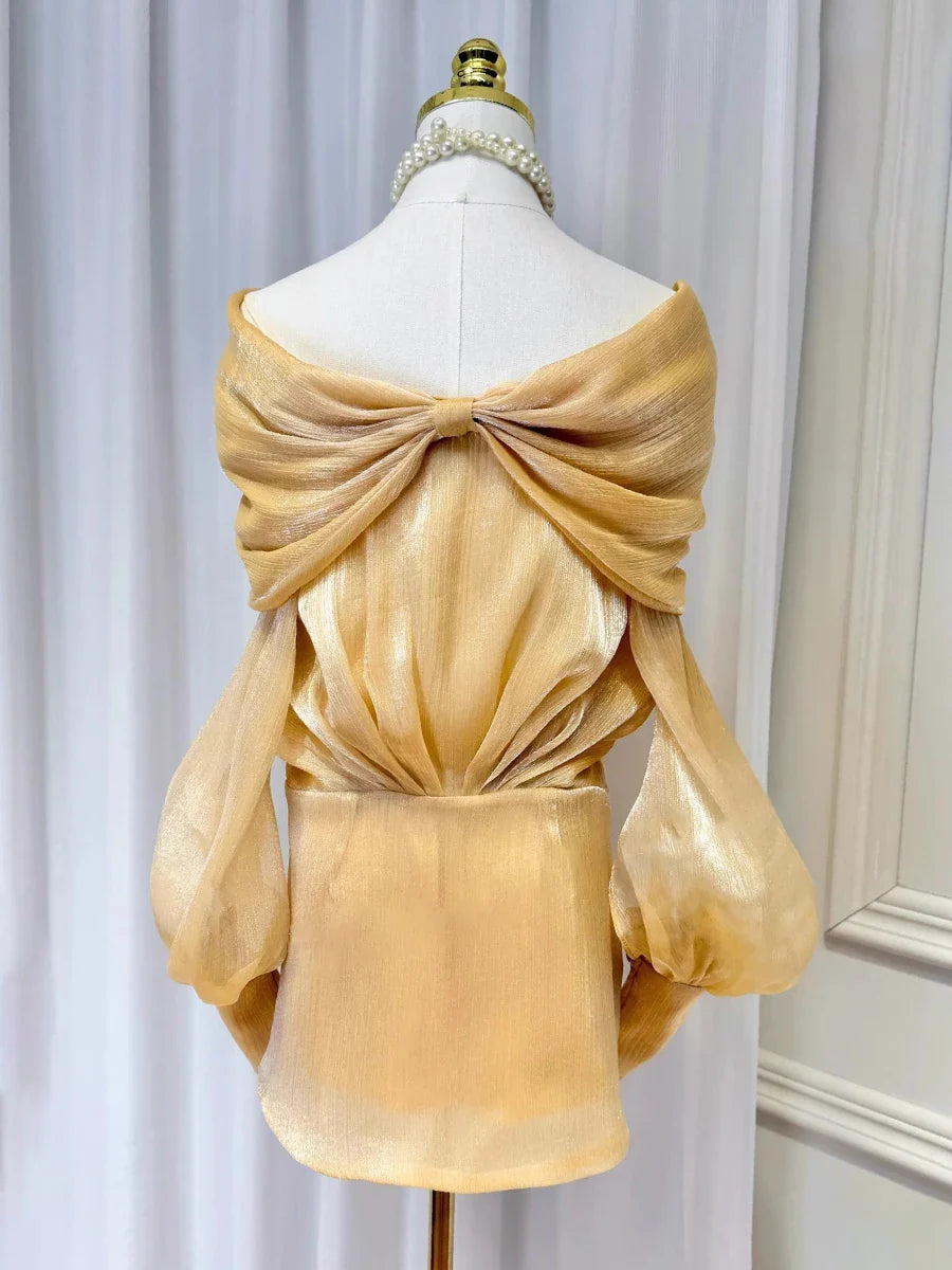 Sheer Mini Dress - Crystals & Off Shoulder